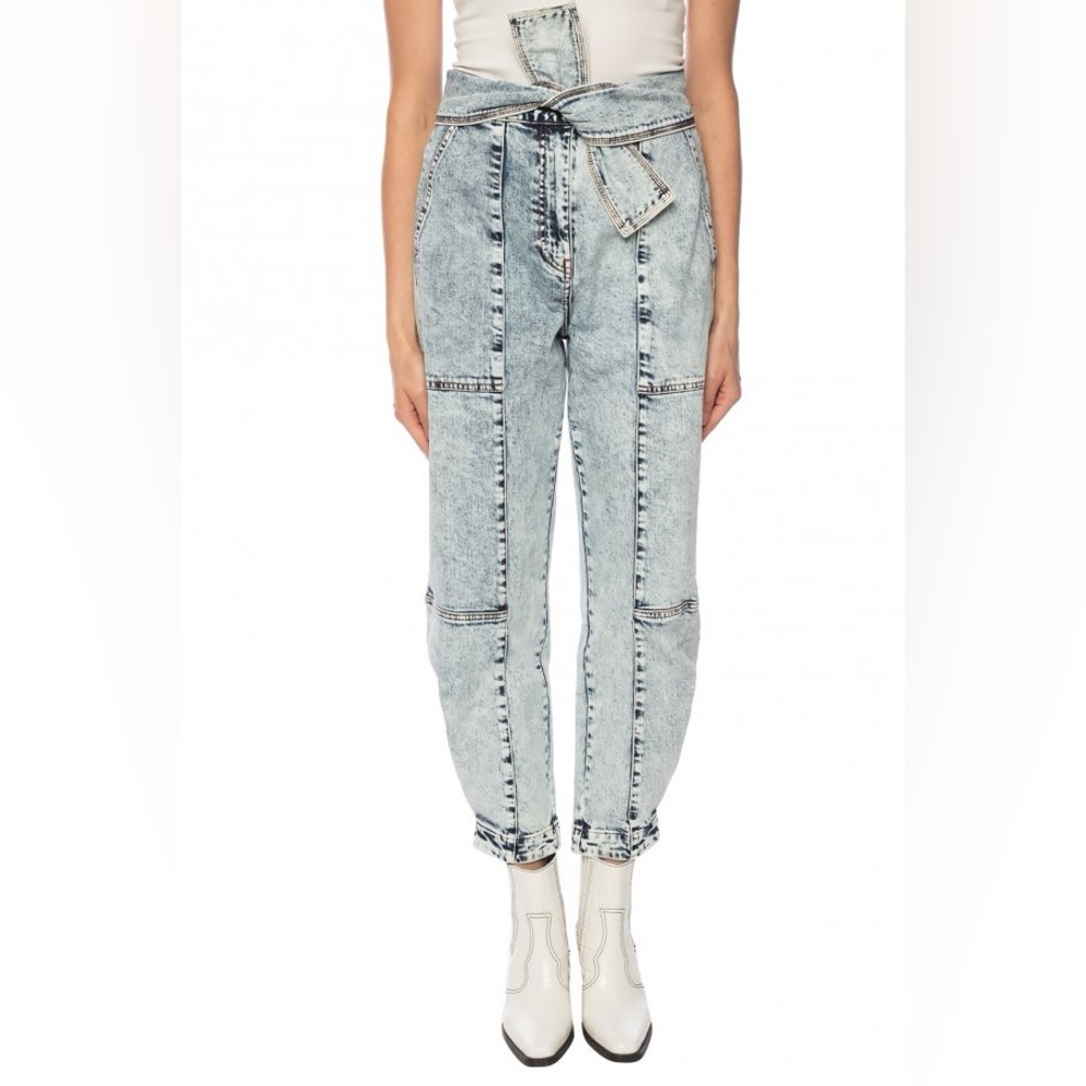 Forever 21 High Waisted Acid Wash Denim Joggers